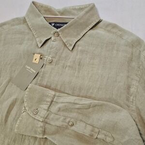 Cremieux Cape Town XL Green Linen Long Sleeve Button Down Shirt NWT $79 L926